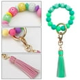 thumbnail image 3 of 1 Uds. Pulsera fluorescente con borlas de cuero, llavero con cuentas de silicona, llavero que brilla en la oscuridad, 3 of 5
