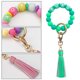 thumbnail image 3 of 1 Uds. Pulsera fluorescente con borlas de cuero, llavero con cuentas de silicona, llavero que brilla en la oscuridad, 3 of 5
