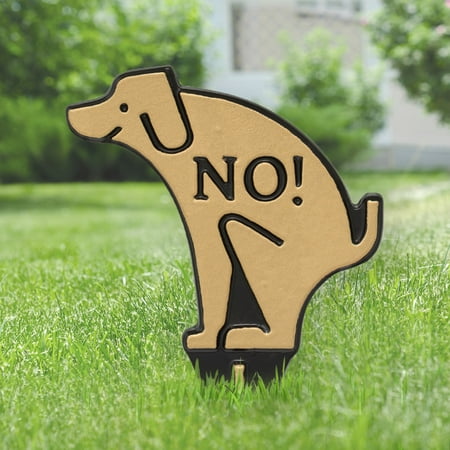 - Whitehall No Poop Dog Silhouette Cast Aluminum Yard Sign (Gold/Black)