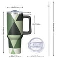 thumbnail image 2 of OBREWU Green and Beige Modern Art Geometric Tumbler with Handle and Lid,Green and Beige Modern Art Geometric 40oz Double Wall Vacuum Insulated Tumbler,Cups Gift for Women and Men, 2 of 7