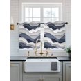 thumbnail image 2 of Navy Blue Ombre Tier Curtains 36 Inch Length,Sheer Curtains for Bedroom Living Room Window Modern Geometric Moire Abstract Art Rod Pocket Drapes Kitchen Curtains Small Half Window 27.5"x36" 2 Panels, 2 of 7