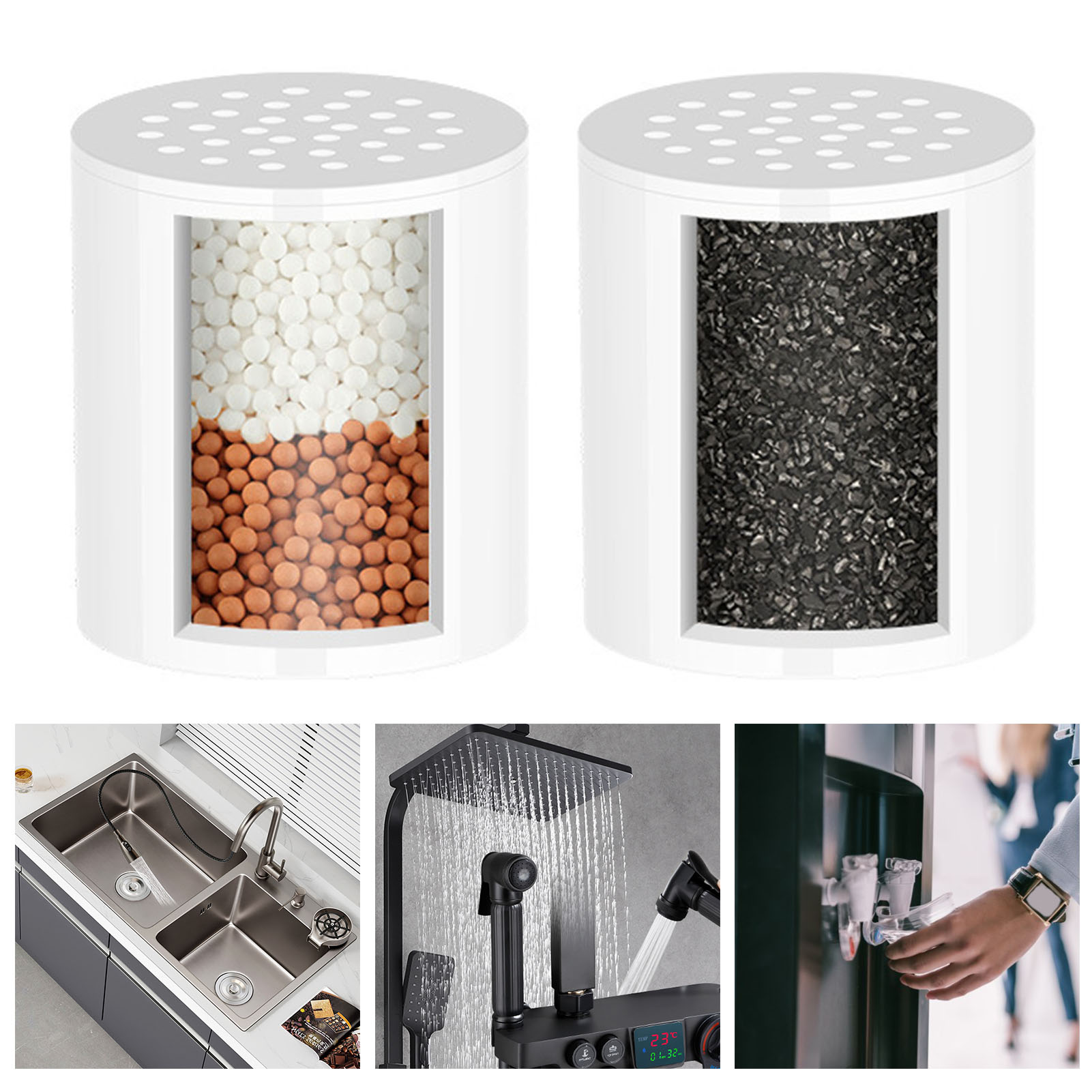 EasytoInstall Faucet Water Filter with Scale Barrier and Shower Head