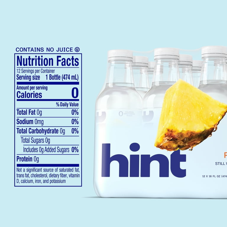Hint Pineapple Flavored Water, 16 fl oz, 12 Pack Bottles photo 4