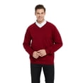 thumbnail image 2 of TOPTIE Men's Pullover Sweater Long Sleeve Slim Fit V-Neck-Wine Red-M, 2 of 7
