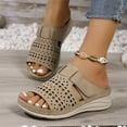 thumbnail image 6 of Viluyesy Women's Wedge Sandals, Slip-On Open Toe Soft Sole Summer Casual Breathable Comfortable Shoes Khaki, 6 of 7