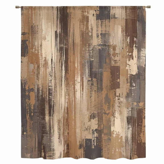 Brown Abstract Sheer Curtains 96" Long, Vintage Geometric Gradient Oil Painting Modern Light Filering Curtains, Privacy Drapes Simi Floor to Veiling Curtain for Living Room Large Window Treatment