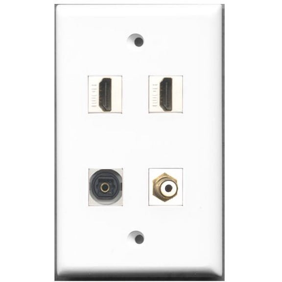 RiteAV - 2 Port HDMI 1 Port RCA White 1 Port Toslink Wall Plate
