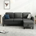 thumbnail image 7 of MUZZ Small Space Sectional Sofa – L-Shaped with Storage Ottoman & Movable Modules, Dark Grey Linen Living Room Couch, 7 of 7