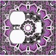 thumbnail image 4 of Metal Light Switch Plate Cover Mandala Purple Black Flower Tile Pattern MDL063, 4 of 13