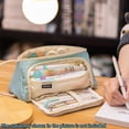thumbnail image 3 of SHAR Durable Large Capacity Pencil Case, Pencil Case with Multifunctional Compartments, Pens Case Bag for Student Stationery Girls (Light Blue), 3 of 5