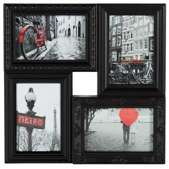 hometrends Shefford Black Collage Picture Frame, Holds 4 - 4"x6" Photos