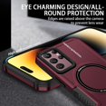 thumbnail image 3 of Magnetic Phone Case for Samsung Galaxy S22 Ultra (Not S22) Compatible with Magsafe, Military-Grade Shockproof Case with Built-in Magnet Circle for Samsung Galaxy S22 Ultra, MS Claret, 3 of 9