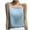 Light Blue, variant on 2025 Women's Silk Satin Camisole Flat Neck Tank Top Cami Silky Basic Tank Shirt Sleep Blouses