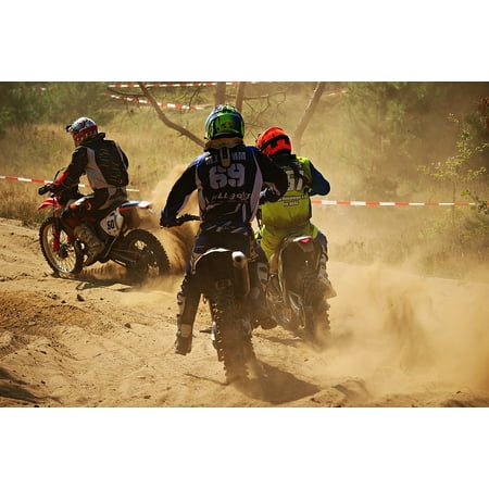 LAMINATED POSTER Motocross Motorcycle Motorsport Enduro Sand Dust Poster Print 24 x