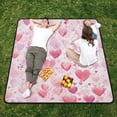 thumbnail image 5 of Beach Blanket Waterproof Picnic Blankets Sandproof Large Mat with Drawstring Bag Camping Grass Travel Hiking Park 78"x78" Pink Loving Heart, 5 of 6