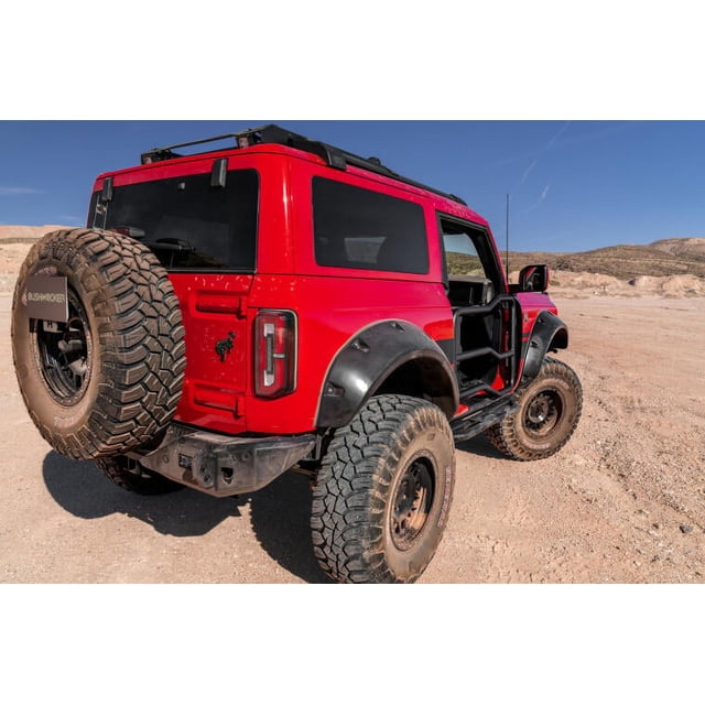 Convient 2021-2023 Ford Bronco Bushwacker Flare 20965-02 Style Poche; Style à Boulons; Couverture de Pneu 5 Pouces; Noir; ABS Thermoplastique; 6.13 Pouces Avant/5-3/4 Pouces Arrière Flare Hauteur; Ensemble de 4