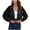 Black, variant on Timegard Womens Full Zipper Hoodies Cropped Long Sleeve Drop Shoulder Jackets Fall Casual Loose Tops