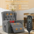 thumbnail image 5 of Power Swivel Rocking Glider Recliner Chair, Electric Nursery Reclining Sofa Chair with Heat and Massage, Wingback Tufted Upholstered Recliner for Living Room, USB and Type-C Ports, Grey, 5 of 9