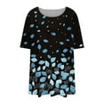 thumbnail image 6 of QUNYINEY Women Blouses Casual Floral Plus Size Short Sleeve Tops Crew Neck Pullover Pleated Loose Women Shirts, 6 of 6