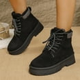 thumbnail image 5 of Wensltd Ankle Snow Boots for Women Wide Width Winter Warm Lined Comfortable Lace Up Flat Booties Shoes, 5 of 9