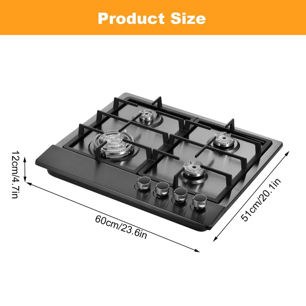 4 Built in Propane Cooktop, 22 Inch Thermocouple Protection Counter Stove with Powerful Built-in Burners, Multi-Function Tabletop Stove for Kitchen Cooking