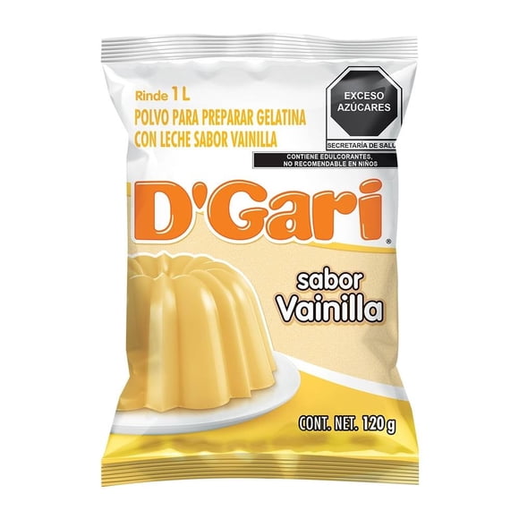 Polvo para preparar gelatina D' Gari de leche sabor vainilla 120 g