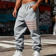thumbnail image 2 of FRSASU Mens Fleece Lined Sweatpants Warm Winter Athletic Jogger Pants with Pockets Drawstring Outdoor Striped Vintage Tapered Trousers Gray, 2 of 9