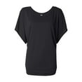 thumbnail image 2 of BELLA + CANVAS Women’s Flowy Draped Dolman Tee 8821, L, Black, 2 of 3