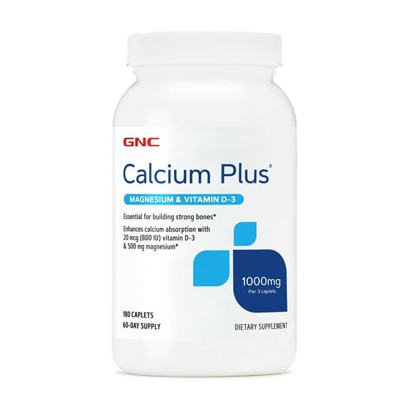 GNC Calcium Plus Magnesium & Vitamin D-3 1000mg | Essential for Building Strong Bones | 180 Count