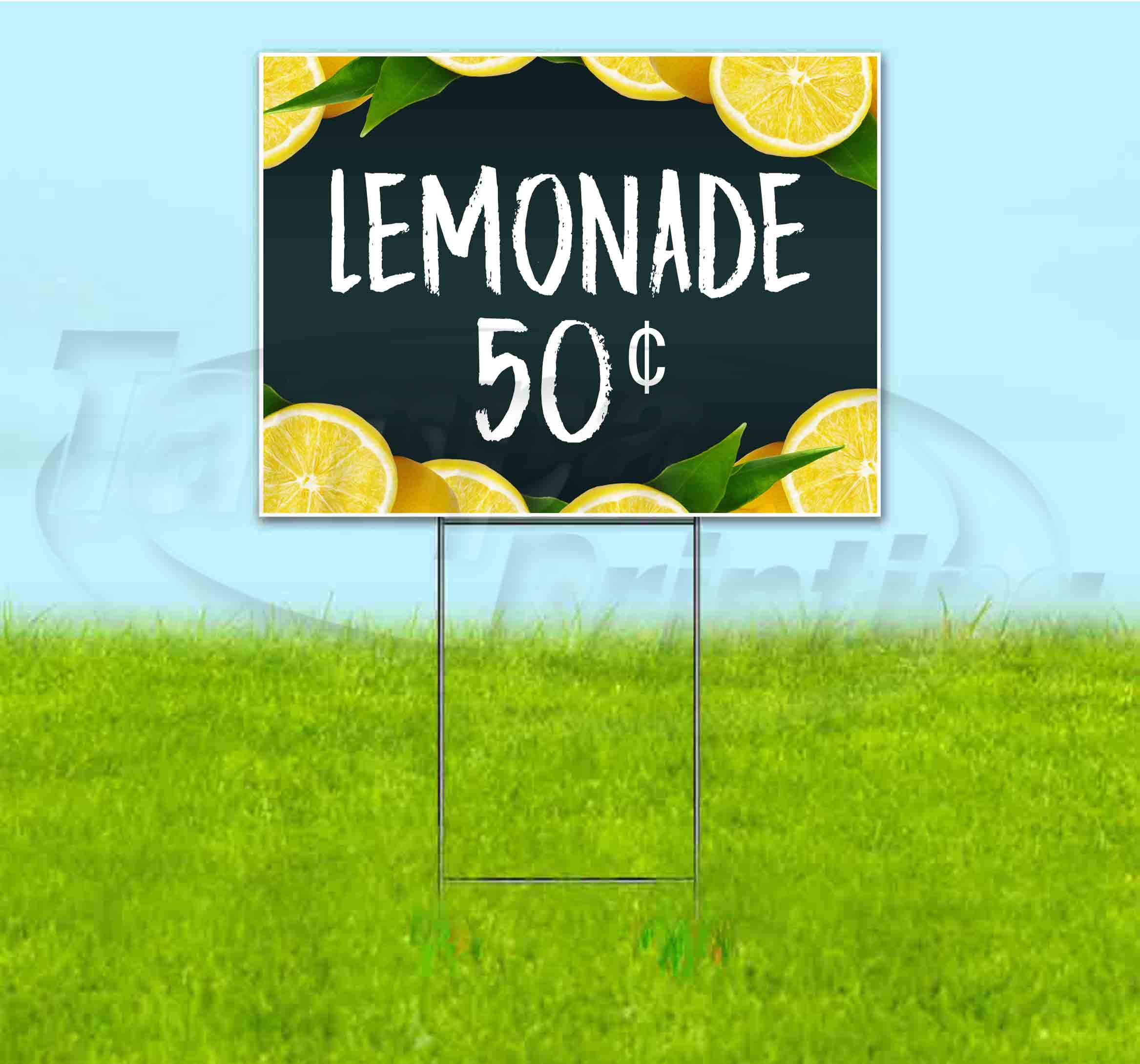 Lemonade 50 Cents Chalk (18" X 24") Yard Sign, Includes Metal Step