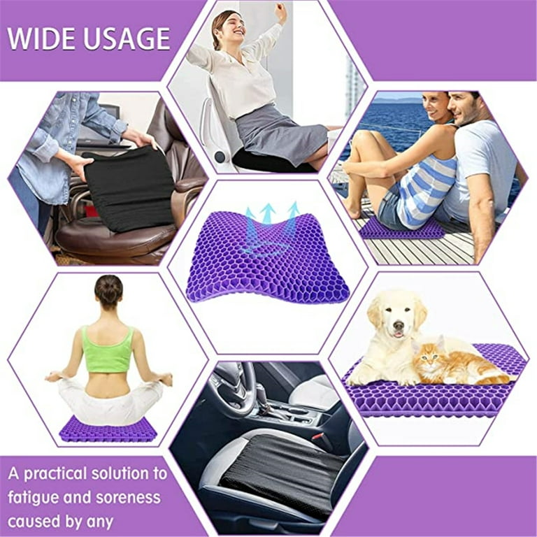 Pawst Gel Seat Cushion with Non-Slip Cover, Large Office Egg Seat Cushion  for Long Sitting, Chair Pads with Double Thick Breathable Honeycomb Design,  Pressure Relief, Wheelchair Car Seat Cushion 