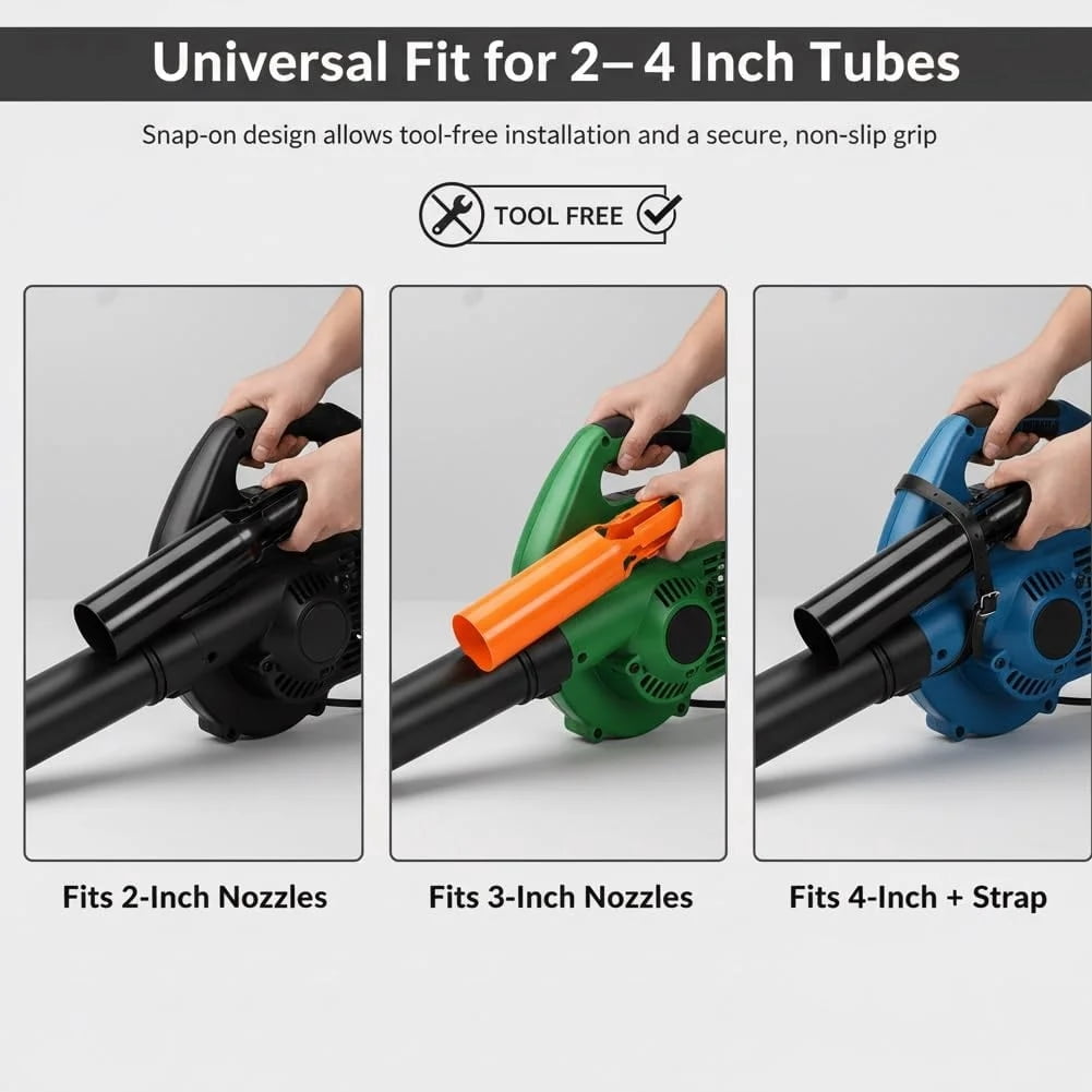 Golikin 2026 New Leaf Blower Air Booster Nozzle Attachment, Cordless Leaf Force Air Booster for 2–4 Inch Blower Tubes, Easy to Install Airflow Accelerator, Yard Cleanup Artifact (2Pcs/Black)