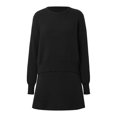 thumbnail image 4 of DHFJKG Womens Sweater Sets Two Piece Outfits Knitted Crew Neck Long Sleeve Sweaters Mini A-Line Skirts Solid Color Matching Set Versatile Outfit, 4 of 6
