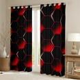 thumbnail image 2 of Honeycomb Curtains & Drapes Modern Geometry Hexagon Curtains ren Teens Room Decor Geometrical Beehive Black Red 30%-50% Blackout Curtains 52''Wx63''L, 2 of 5