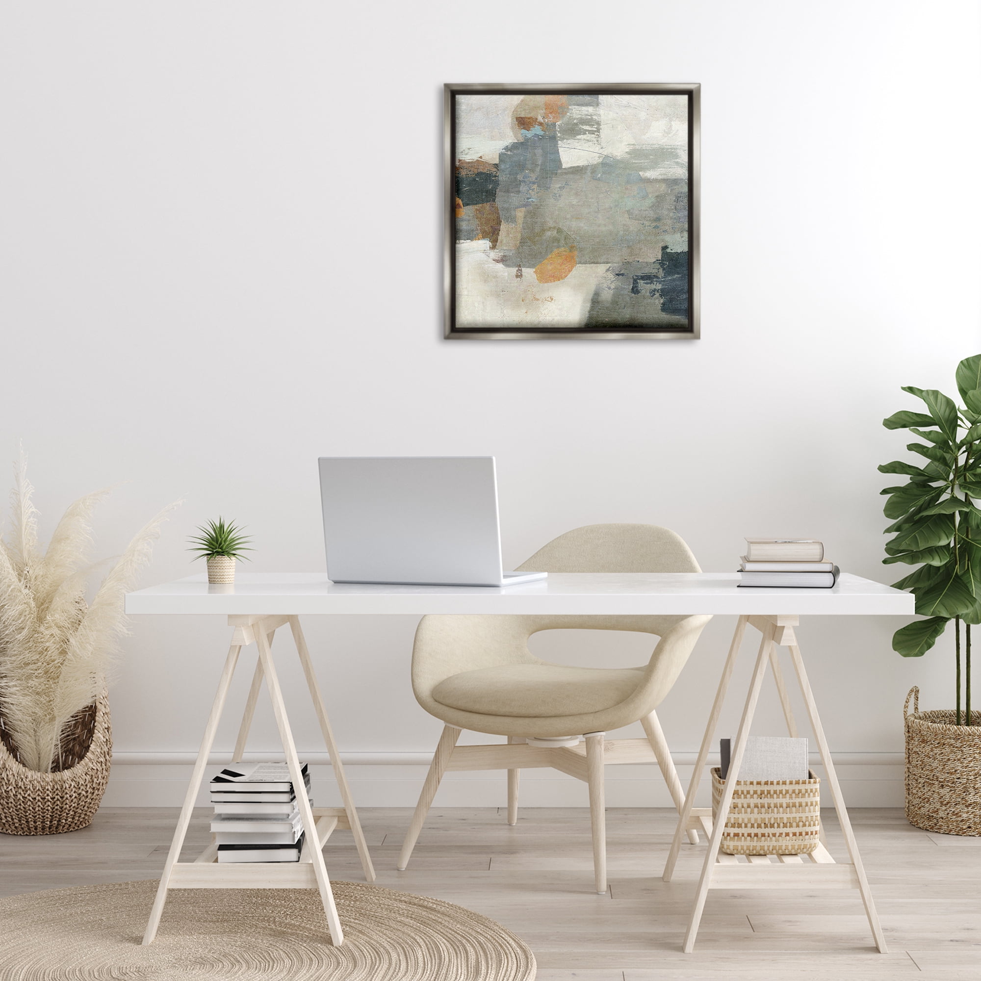 Stupell Industries Rustic Grey Paint Strokes Abstract Painting Gray Floater Framed Canvas Art Print Wall Art, 25 x 25