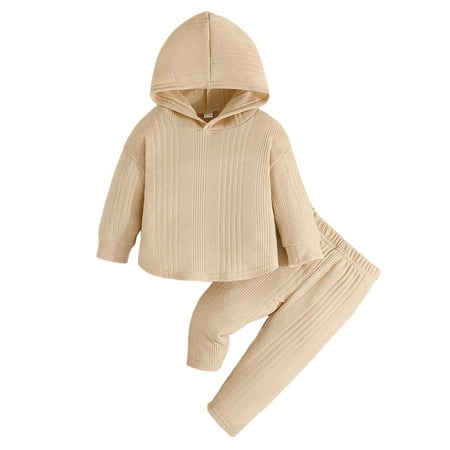 

Zhuashum Girl Clothes 12-18 Months Child Toddler Long Sleeve Prints Warm Hoodie Pullover Tops Pants Kids Outfits Sweat Suit Relax Fit Wear Beige