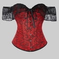 thumbnail image 5 of Women's Off-the-Shoulder Corset Top Ruffle Sleeve Sweetheart Neck Bustier Vintage Overbust Corset with Front Hook S, 5 of 5