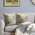 thumbnail image 3 of Halloween Spiderweb Pillow Covers 18x18 Set of 2 Cream Black Spider Web Orange Spider Outdoor Decorative Throw Pillows Scary Farmhouse Pillowcases Linen Cushion Case Decor for Home Sofa Couch Bed, 3 of 6
