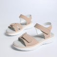 thumbnail image 6 of Wensltd Summer Flat Sandals for Women Wide Width Solid Color Round Toe Open Toe Spring Summer Outdoor Soft Sol Walking Sandals Khaki, 6 of 9