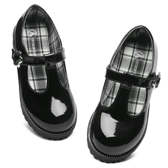 CCVON Girls Loafers Slip On Penny Loafers School Uniform Dress Shoes Black 1 Big Kid​
