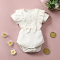 thumbnail image 2 of Odeerbi Baby Bodysuit Layette for Toddler Kids Girls Summer Cute Solid Color Ruffle Cotton Outfit Romper Jumpsuit Pink, 2 of 9