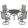 thumbnail image 6 of ELPOSUN 5 Piece Outdoor Patio Dining Set Swivel High Back Padded Textilene Chairs and Round Table Furniture Set,Light Gray, 6 of 8