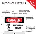 thumbnail image 2 of Elevator Shaft OSHA Danger Rigid Plastic Sign 24 Inch x 18 Inch - 5 Pack, 2 of 8