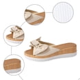 thumbnail image 5 of Rokment Bow Platform Wedge Sandals for Women Fashion Casual Bowknot Open Toe Chunky High Heel Dress Slip on Comfortable Walking Slides Summer Beach Vacation Beige Size 6, 5 of 7