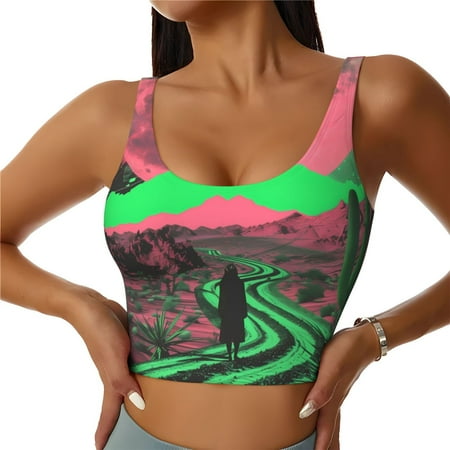 Matuu Neon Desert Moon for Women s Sports Bra - Soft  Comfortable and Breathable Sports Vest for Yoga  Fitness  and Dance-Small