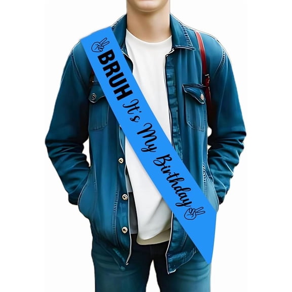 Bruh Its My Birthday Sash Blue Black - Preteen and Teens Birthday Party Decoration, Happy Birthday Bro Sash, Bruh Teenager 12th 13th 14th 15th Birthday Party Supplies