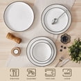 thumbnail image 2 of MALACASA Ceramic Dinnerware Set 12-Piece, Service for 4, Plates Bowls Set with Black Rim Microwave Dishwasher Safe, White, Series MINA, 2 of 9