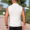 thumbnail image 5 of Men's Sleeveless Tank Top Polyester Spandex Blend, Pullover Muscle Vest Turndown Collar, Quick Dry Breathable Casual Workout Streetwear Active Summer | Zenithor,White S, 5 of 9