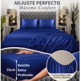 thumbnail image 2 of Juego De Sábanas Matrimonial De Satín Lujosas Modelo Azul, 2 of 4