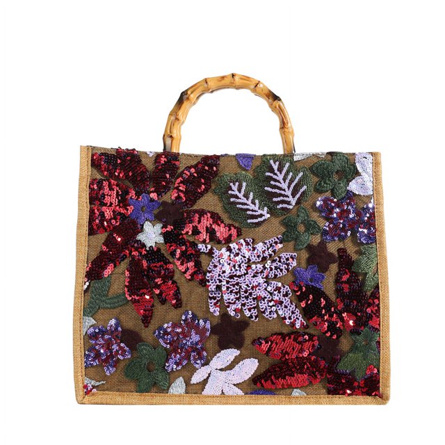 Bohemian Handbag Beach Bag Nightbag Bagbboo Bamboo Many Bordado Lentejuelas